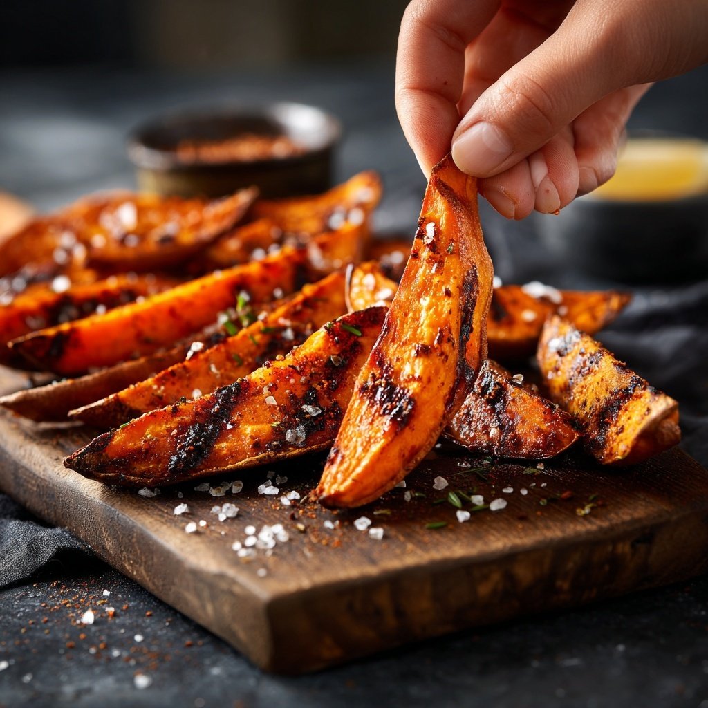 Gegrillte Süßkartoffeln Spalten