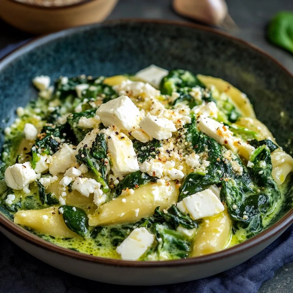 Schupfnudel Pfanne mit Spinat & Feta