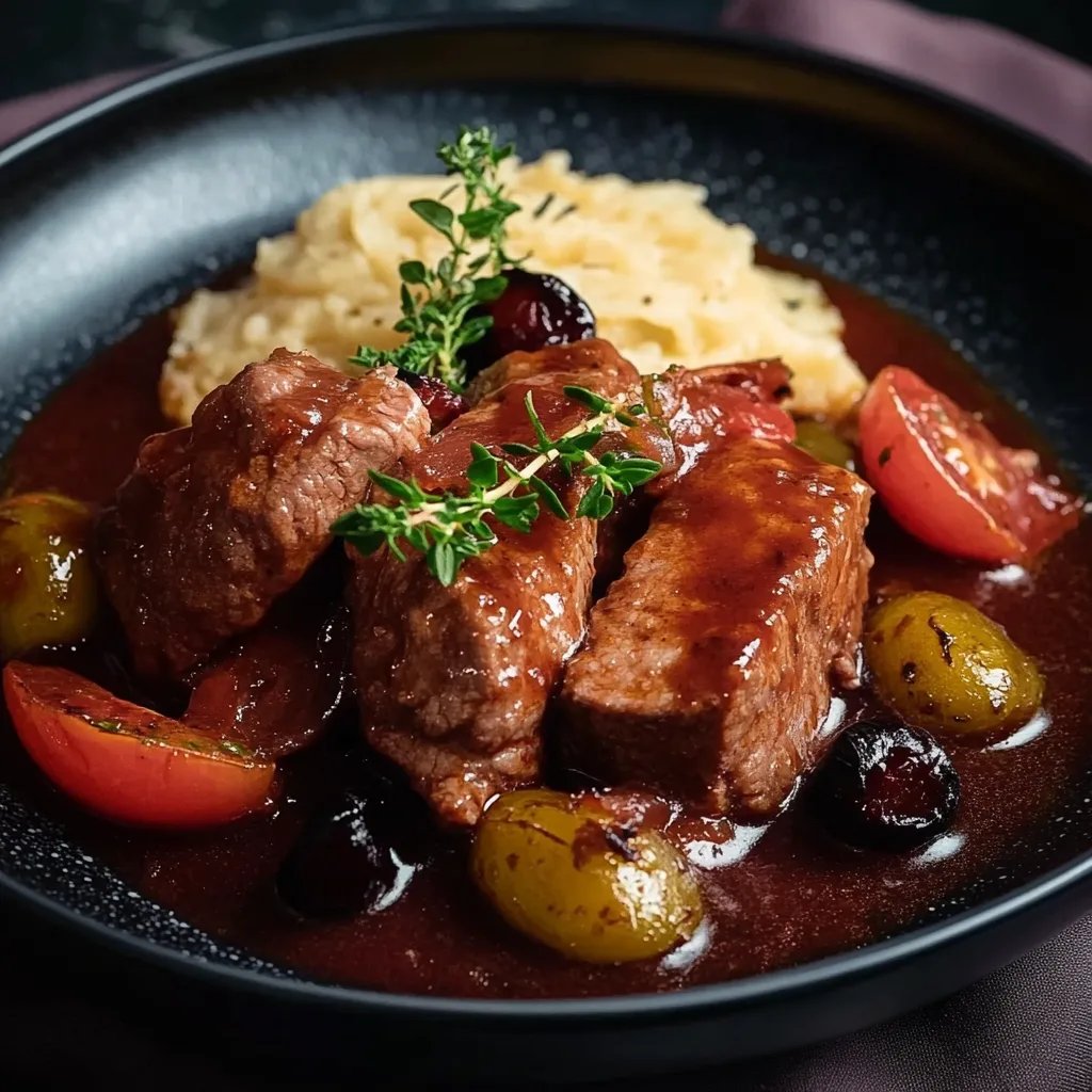 Rosa gebratener Hirschrücken mit Glühweinsoße