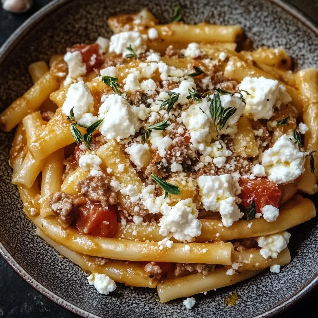 Griechischer Nudel-Auflauf mit Feta und Hackfleisch