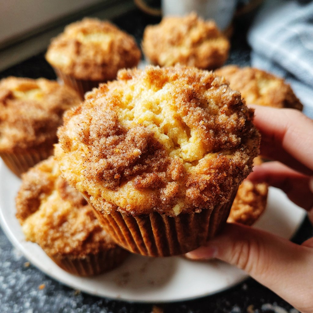 Muffins mit Apfelstücken und Zimtkruste